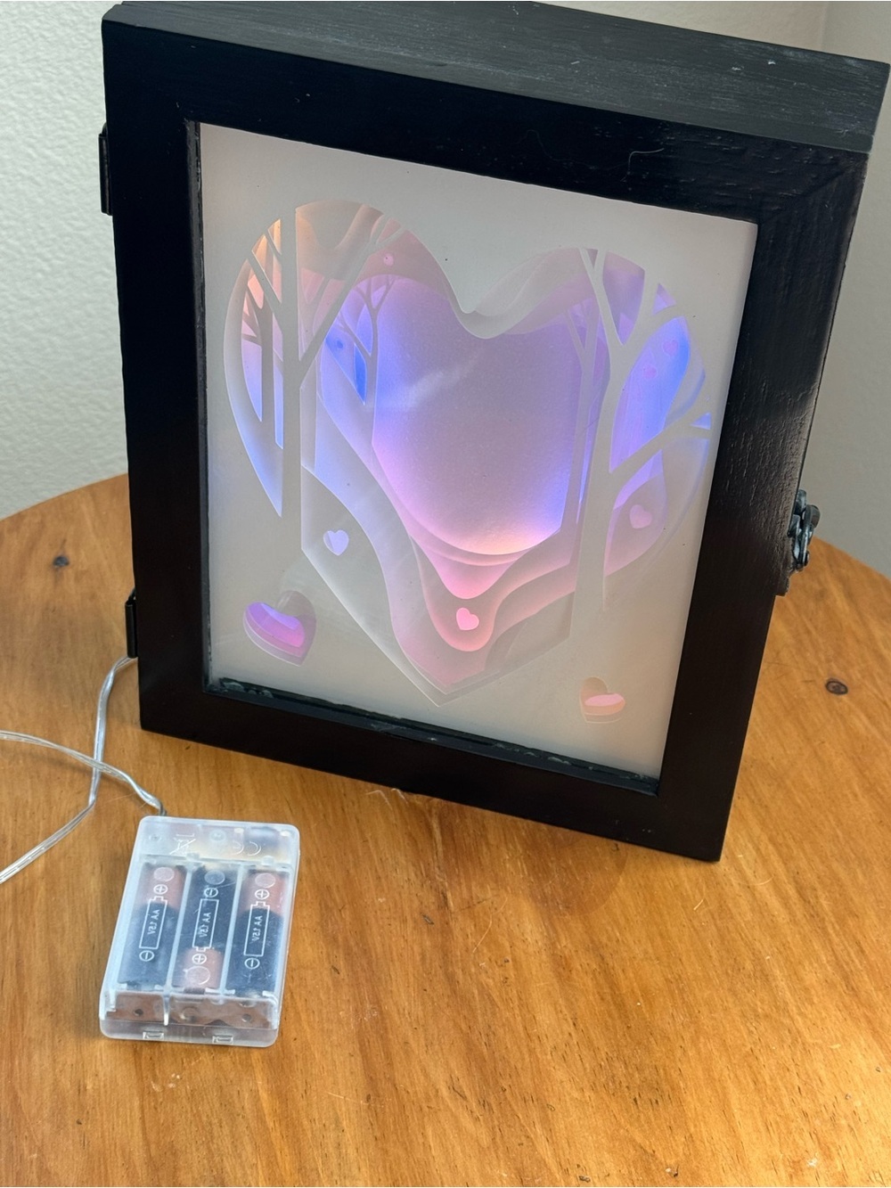 Homemade Heart LED Light Shadow Box Photo Frame - Picture 4 of 6